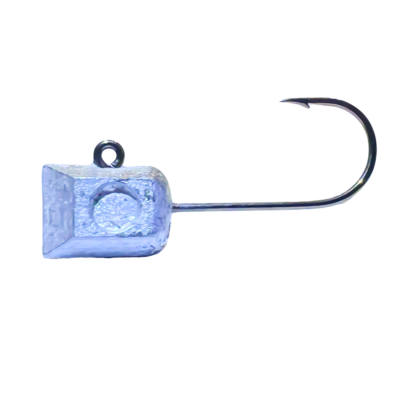 Unpainted 1/16 oz Thermocline Hex Jig Head with a raw lead finish, designed for finesse fishing and optimal sonar reflection. Features a strong #6 hook for small bait presentations.