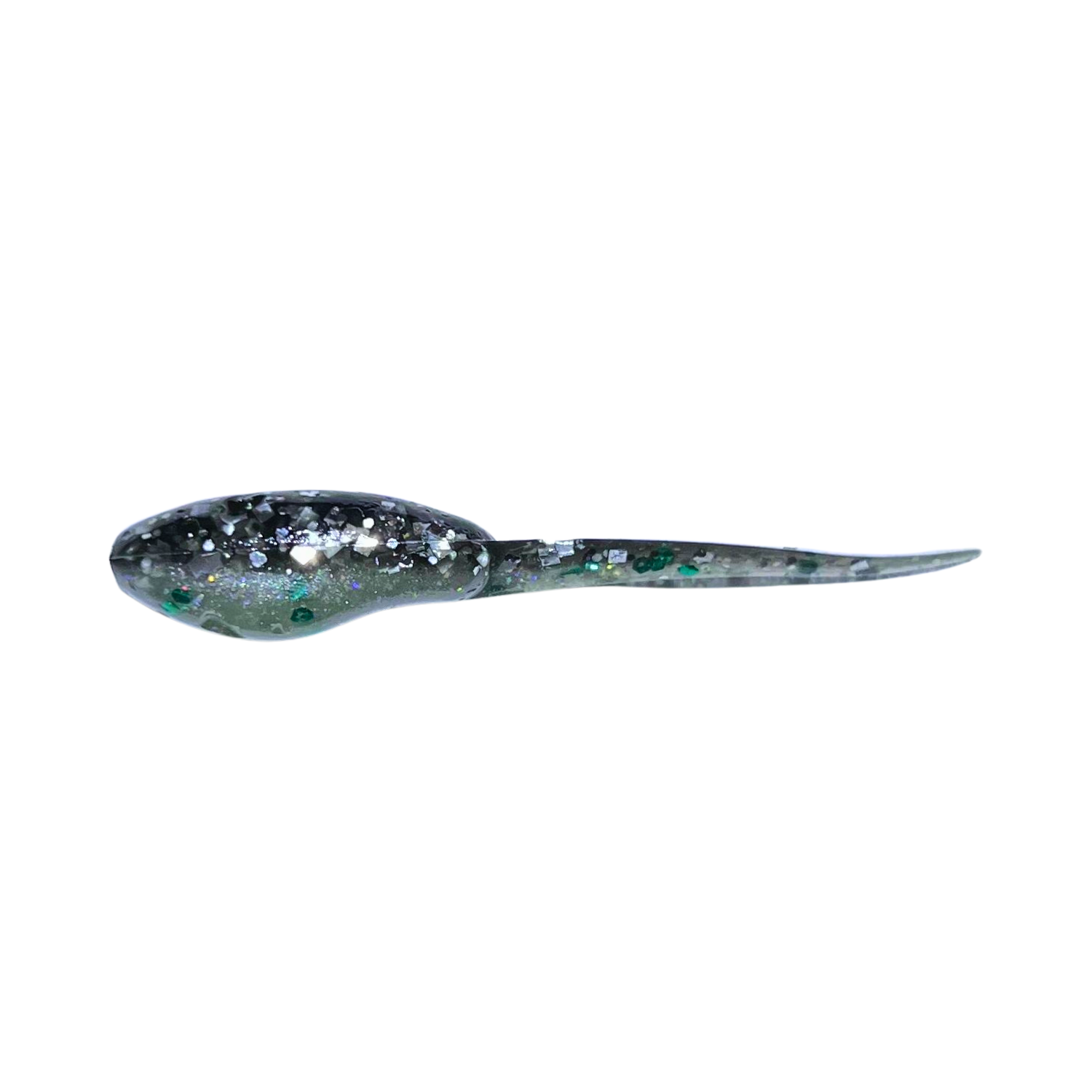 Lil' Fry Crappie Lure in Black Emerald Shiner color, featuring a sleek black base with shimmering emerald highlights, mimicking baitfish in natural or clear water.