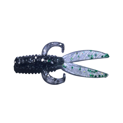 Slab Bug Crappie Lure in Black Emerald Shiner color, a dark and shimmering black-green hue, mimicking baitfish for natural water clarity.