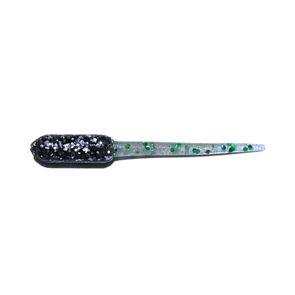 Slab Stinger Crappie Lure in Black Emerald Shiner color, a dark black base with shimmering emerald highlights, mimicking baitfish in clear or natural water.