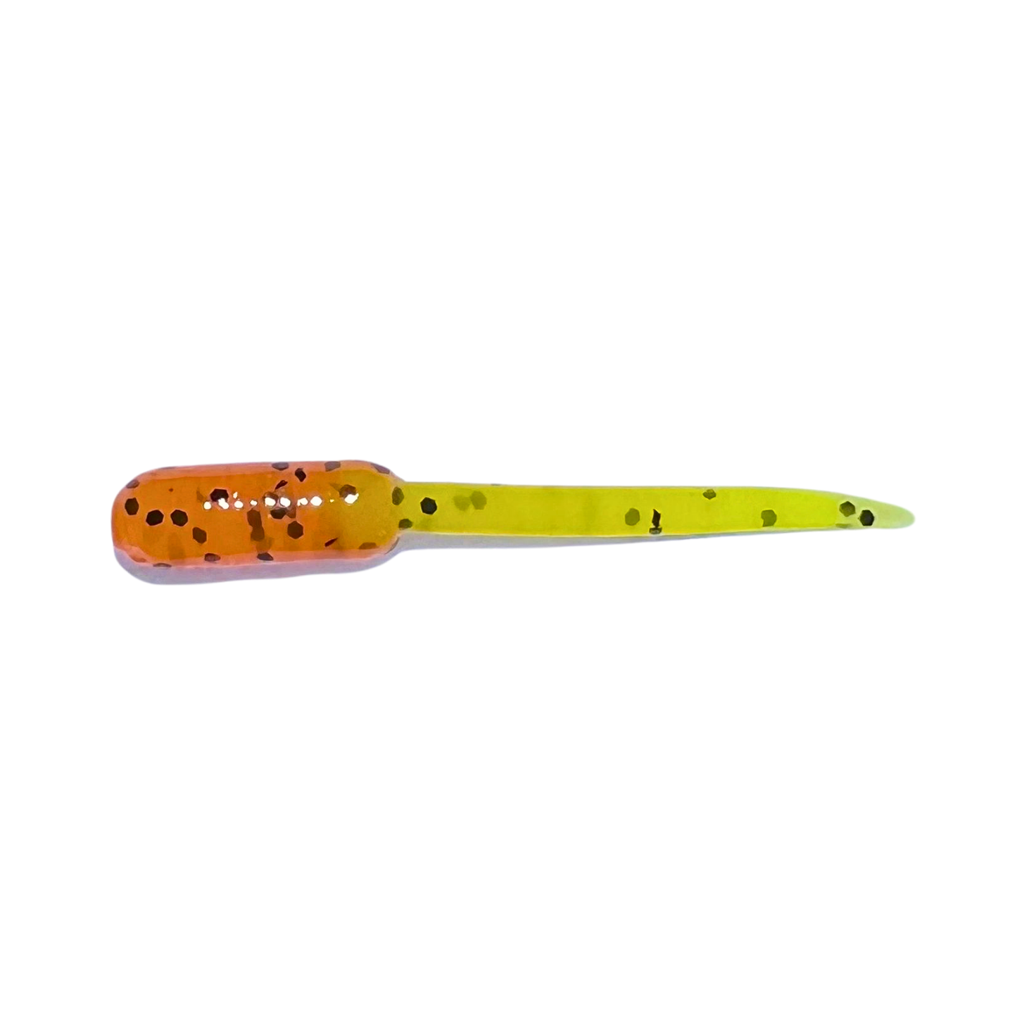 Slab Stinger Crappie Lure in Zombie Juice color, a glowing green and chartreuse combination, designed to attract fish in all light and water conditions.