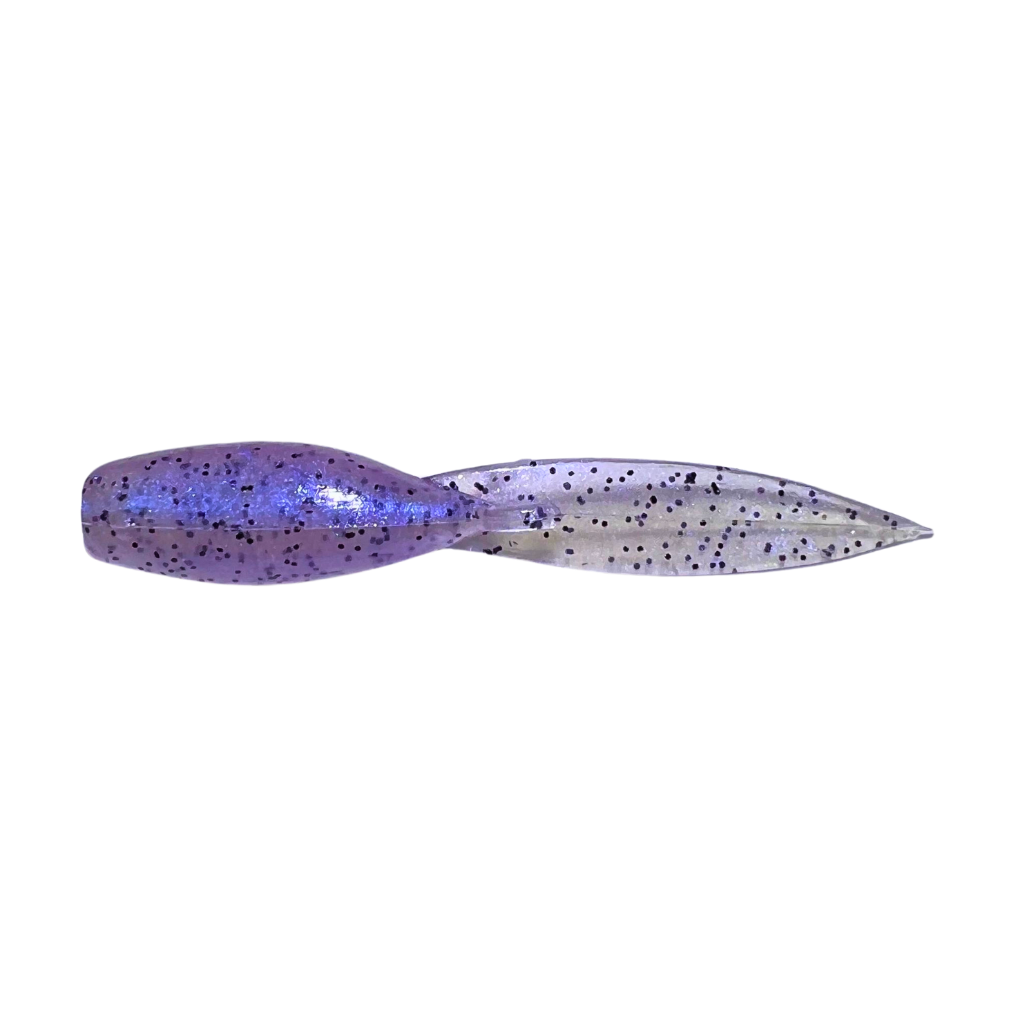 1.5-inch Tadpole Crappie Lure in Monkey Milk color, a translucent blue with subtle pearl flecks for realistic prey appeal.