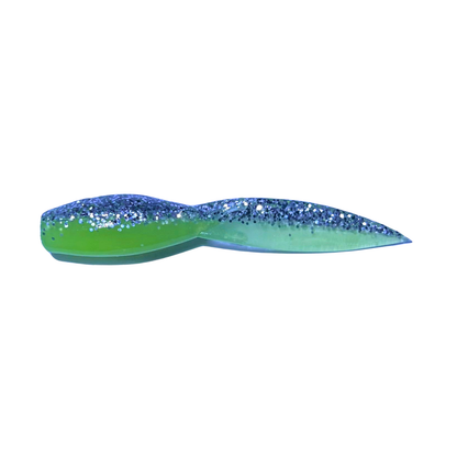 1.5-inch Tadpole Crappie Lure in Silver Flash Chartreuse color, silver shimmer with chartreuse, perfect for clear or sunny water.