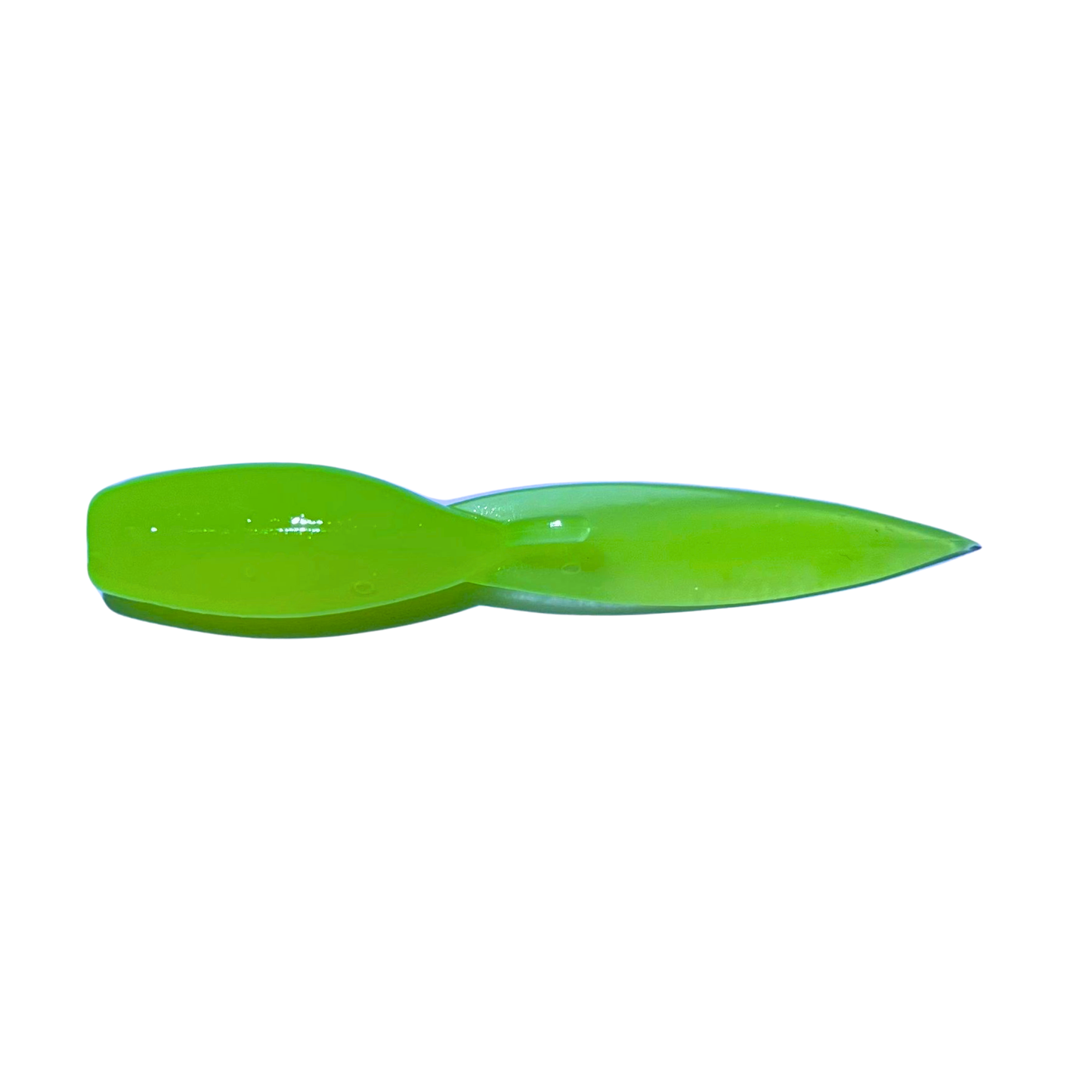 2-inch Tadpole Crappie Lure in Lime Glo-Treuse color, glowing lime green with chartreuse accents, great for low visibility.